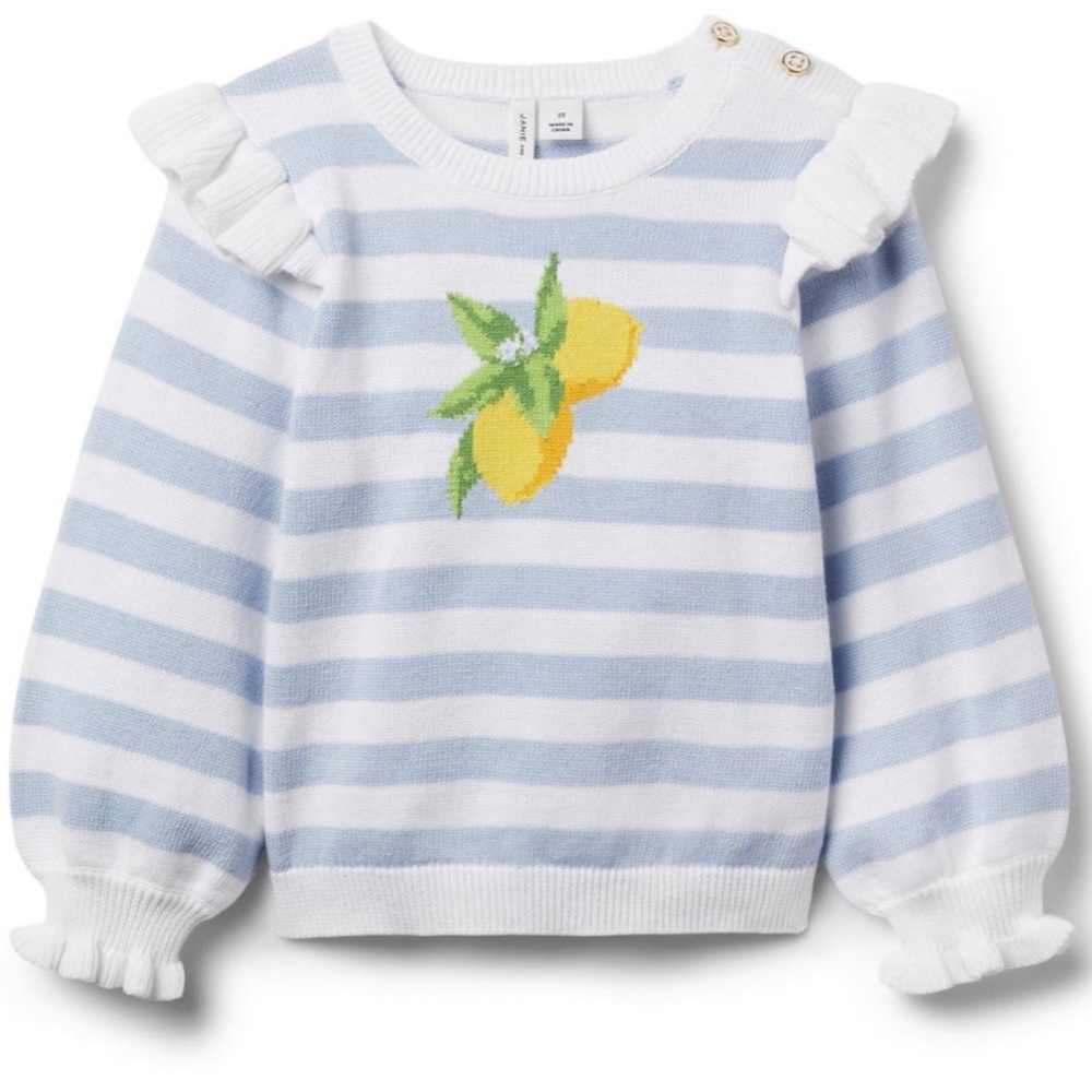 Janie & Jack Lemon Sweater & Yellow Pants outfit 6-12 months